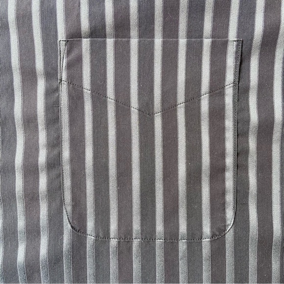 FORSYTE OF CANADA Gray/Black Striped Long Sleeve Button Up Dress Shirt Size L - Picture 9 of 12